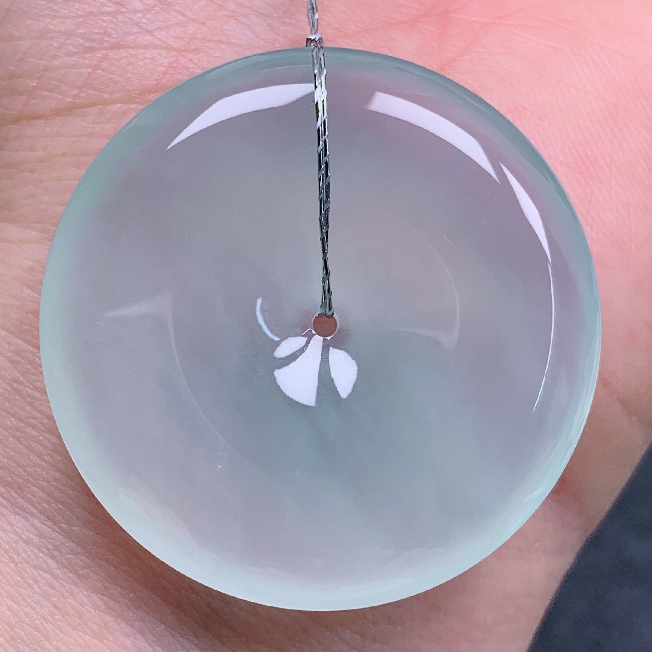 天然缅甸翡翠A货高冰起胶晴平安扣气质精美尺寸36.8*6.3 463