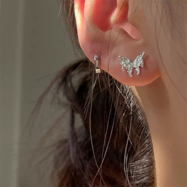 925银耳饰 通体925纯银【熔岩蝴蝶】冷淡风百搭小众耳钉