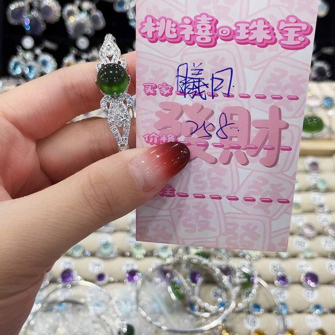 ****_蛇纹石玉银S925镶嵌手镯