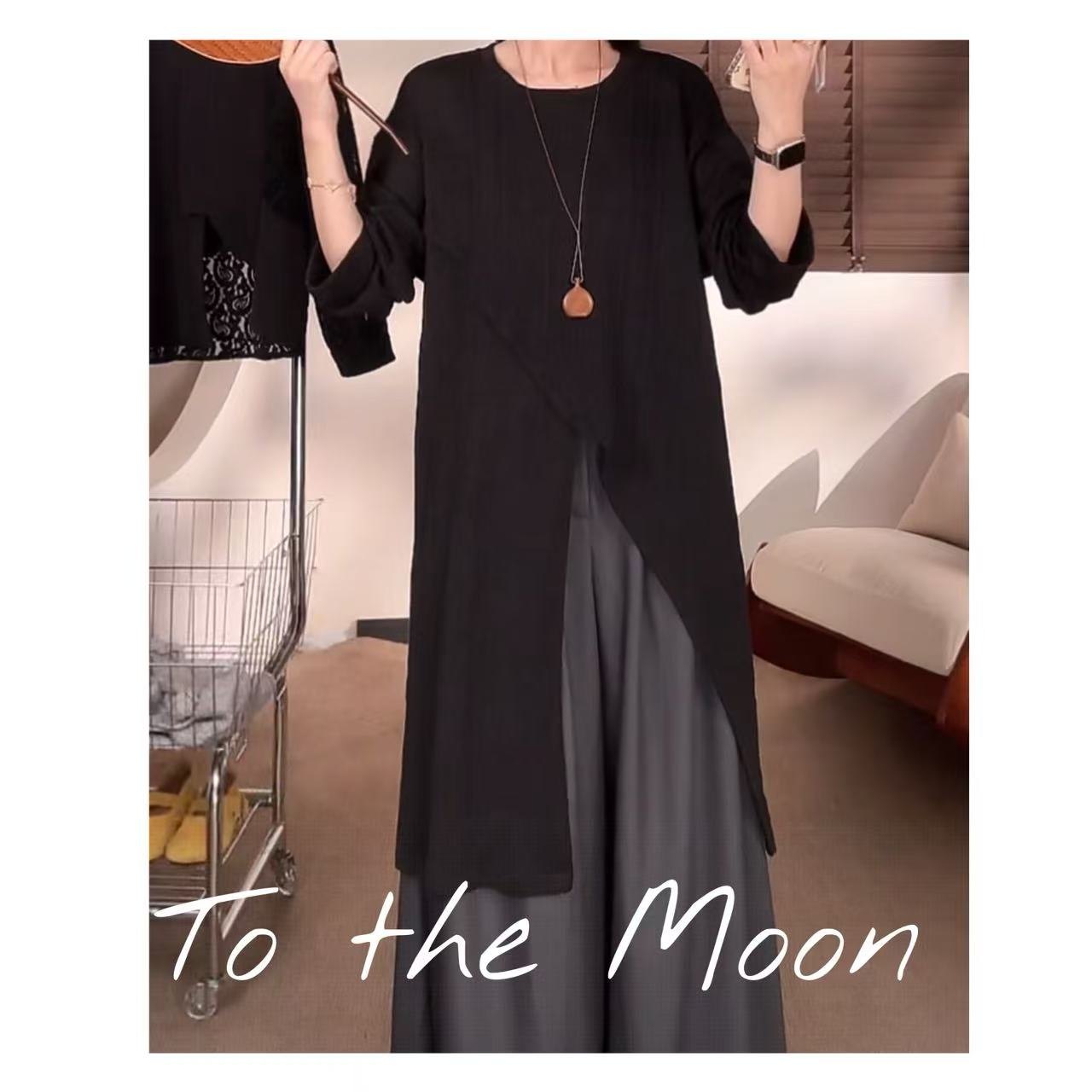 Zoe 原创【秋阳无限好】不规则圆领针织毛衣麻花开叉长T恤