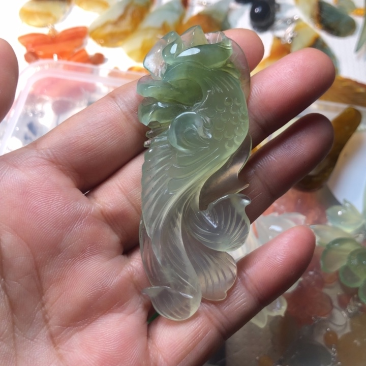 未镶嵌蛇纹石玉耳坠挂件