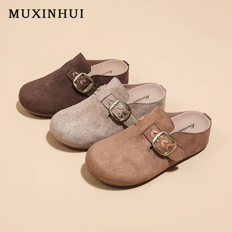 【品牌】复古内增高厚底柳叶女2025夏秋季新款博肯穆勒包头半拖892