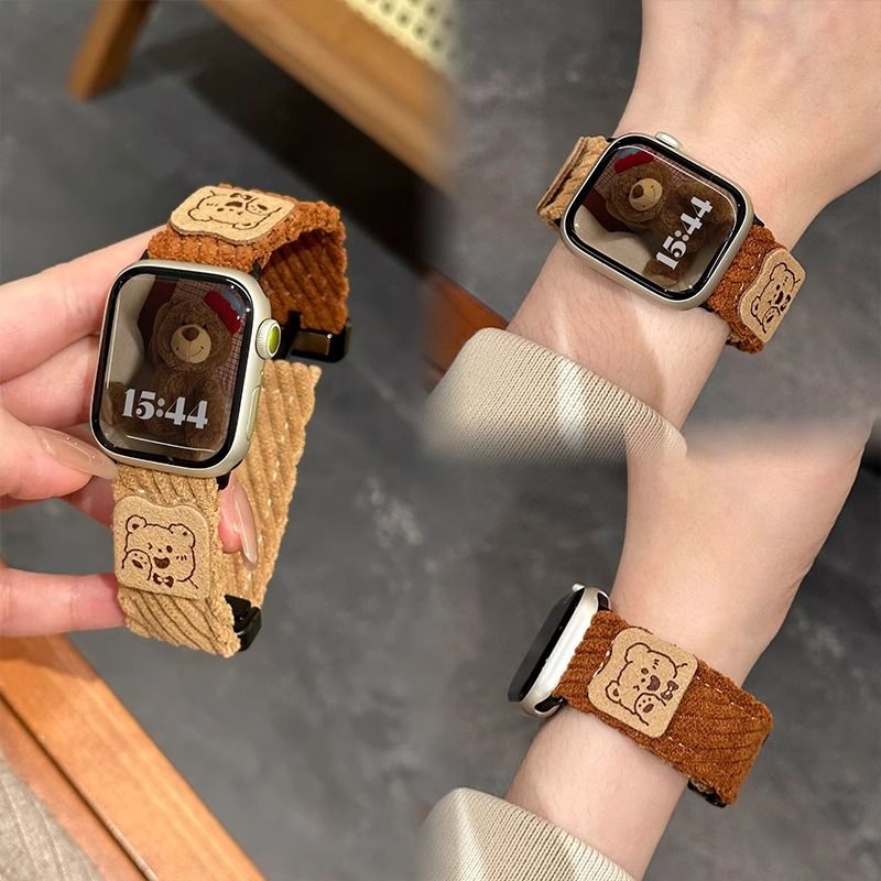 适用iQOO手表带vivowatchgt灯芯绒腕带watchgt秋冬毛绒替换手表带