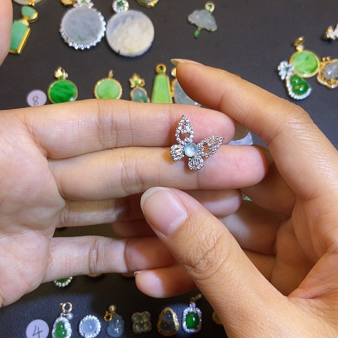 翡翠银S925镶嵌吊坠(不含链)