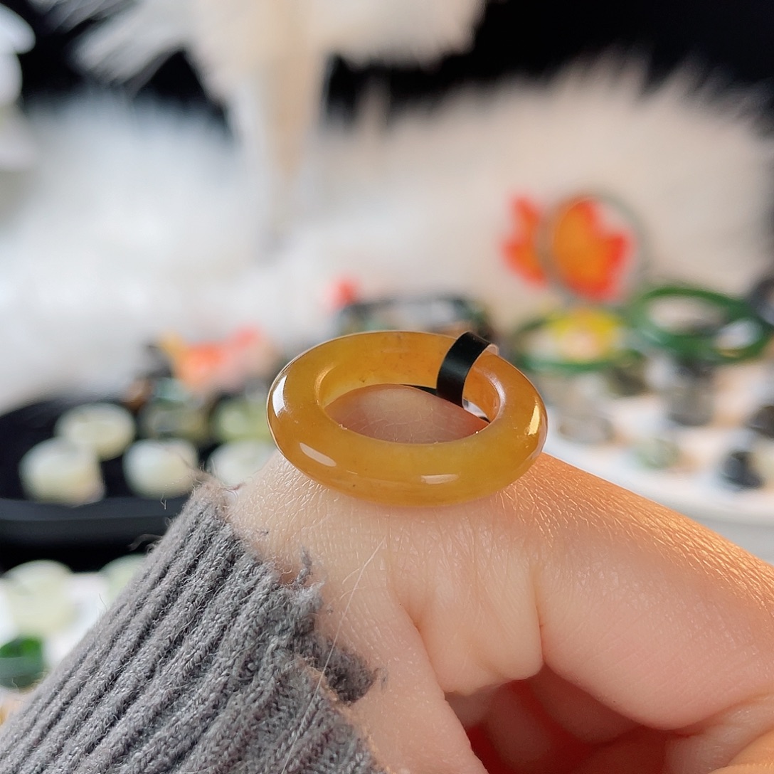 和田玉未镶嵌戒指k2 金橘糖泥鳅背16.2mm