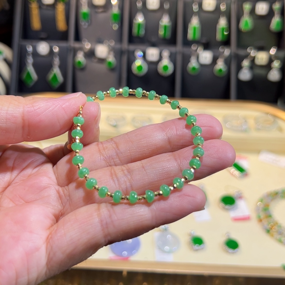 翡翠18K金镶嵌颈饰手链