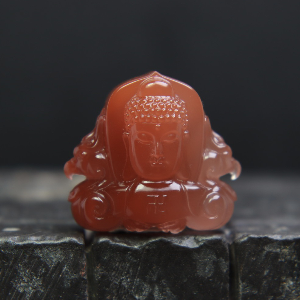 凉山南红玫瑰冻大日如来佛吊坠