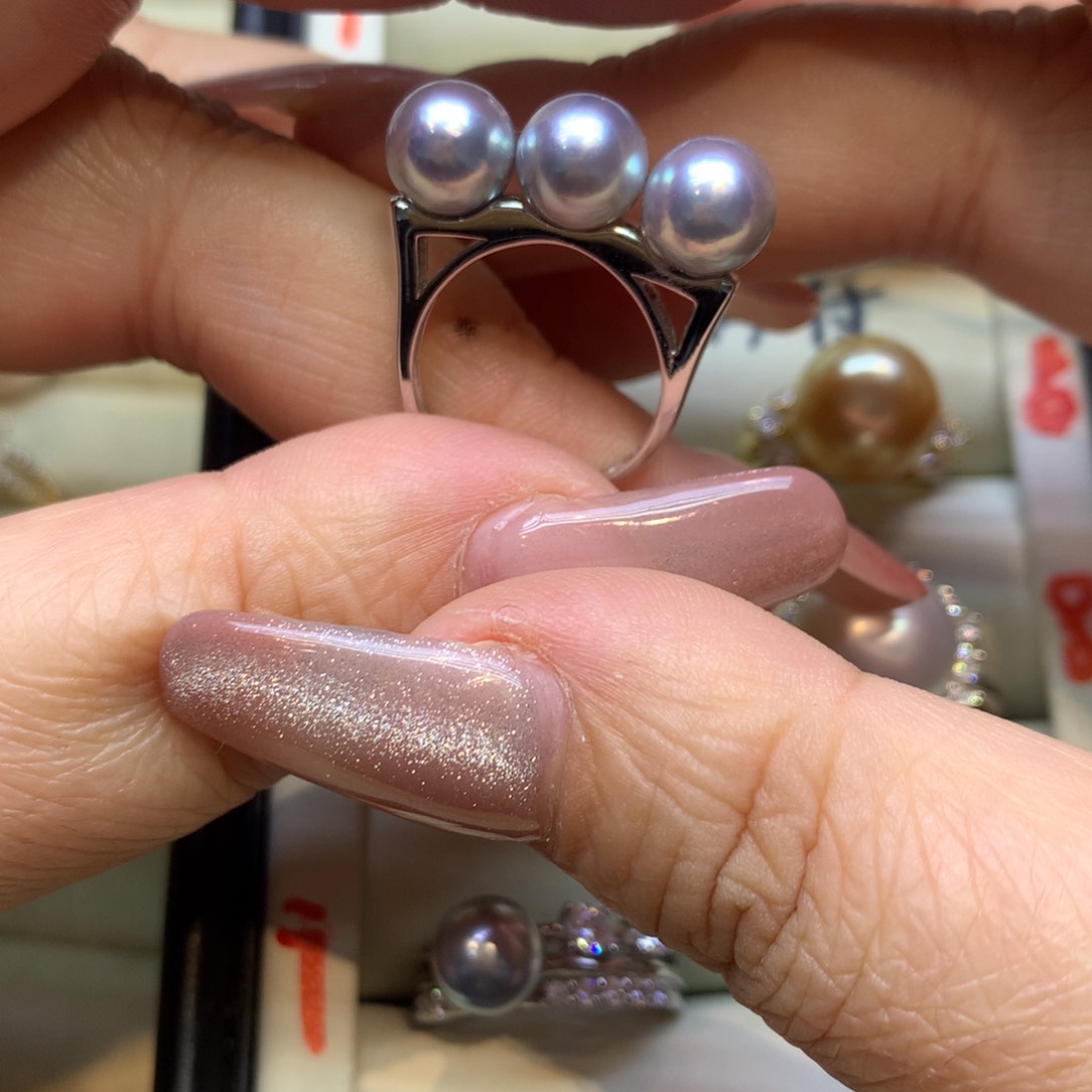 银S925镶嵌戒指海水珍珠