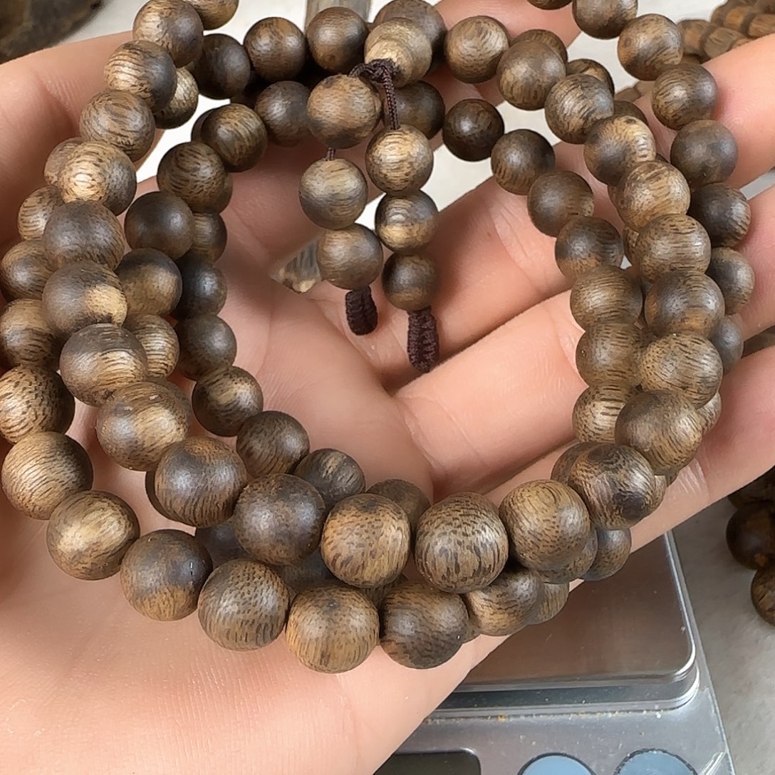 手串沉香罗门黑棋圆珠08×108规格20克加