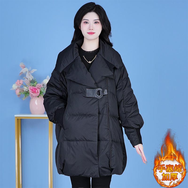 韩系女生秋冬装加厚中长款洋气棉服2025新款时尚保暖显瘦百搭外套
