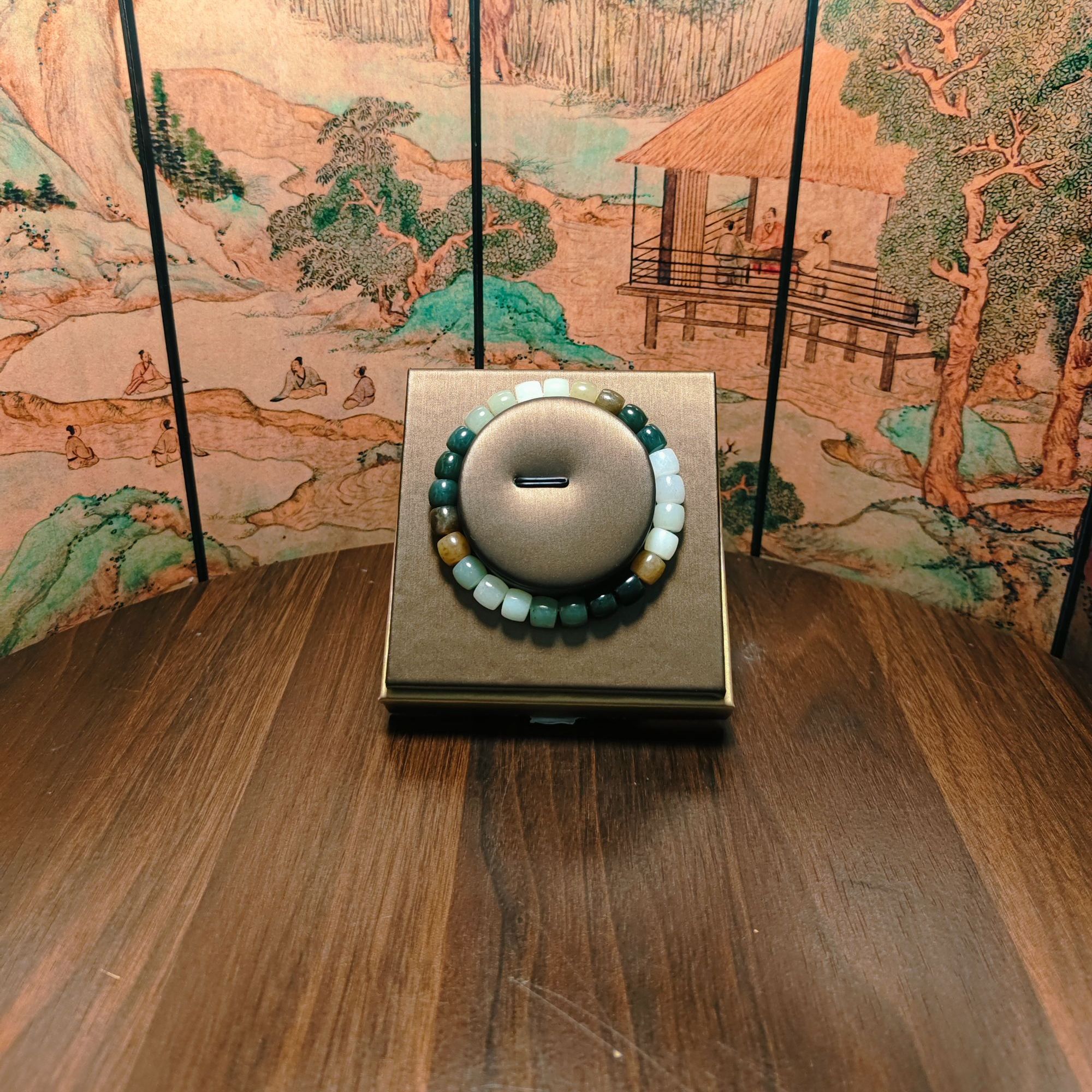 N和田玉多宝桶珠手串（卡8）0346