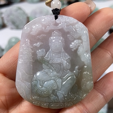 翡翠颈饰未镶嵌文殊菩萨福利