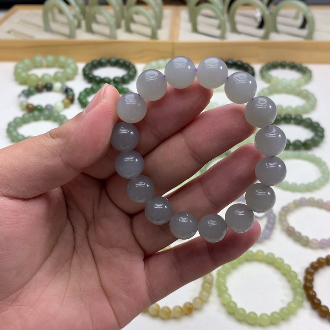 和田玉手串（冰烟紫11.8）未镶嵌