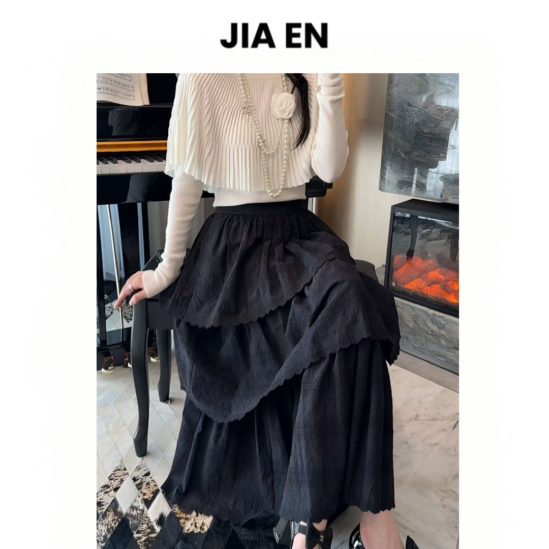 【CAIXIN佳恩】法式重工赫本风纯色蛋糕裙