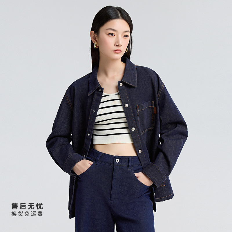 DEEP BREATH深呼吸休闲牛仔外套多口袋复古廓形百搭外套女A401317