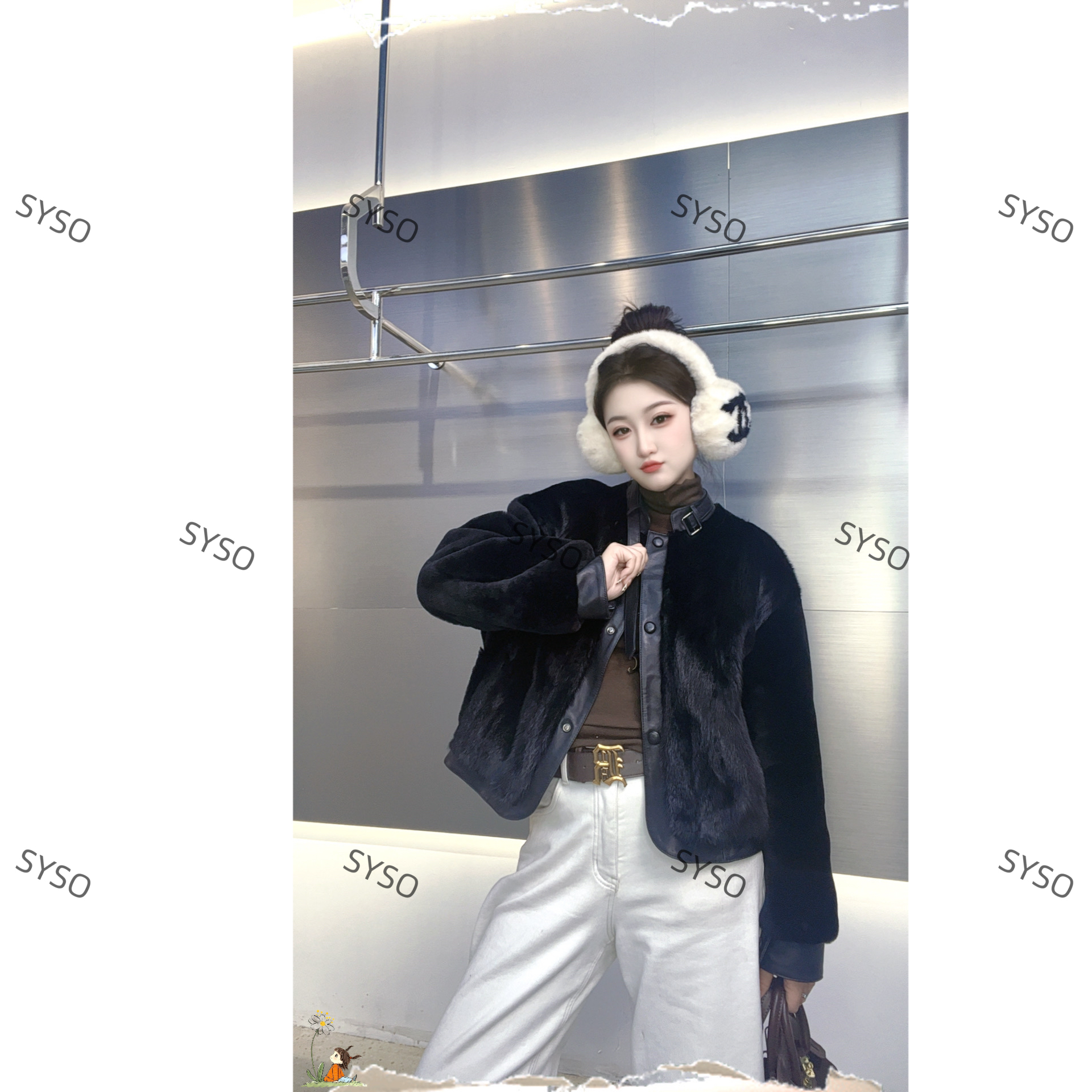 【彤彤优选】“貂绒甜心”海宁原生态皮毛一体走秀款女外套-9966