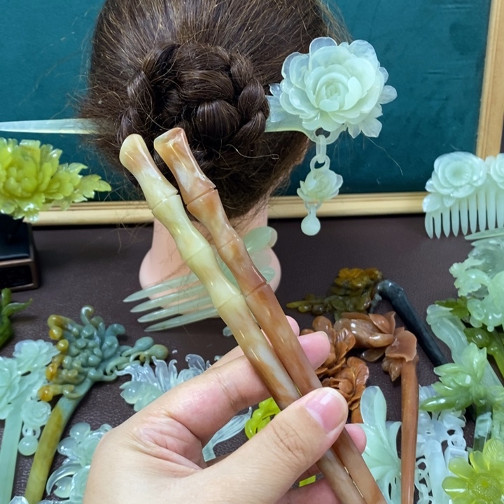 蛇纹石玉发饰未镶嵌