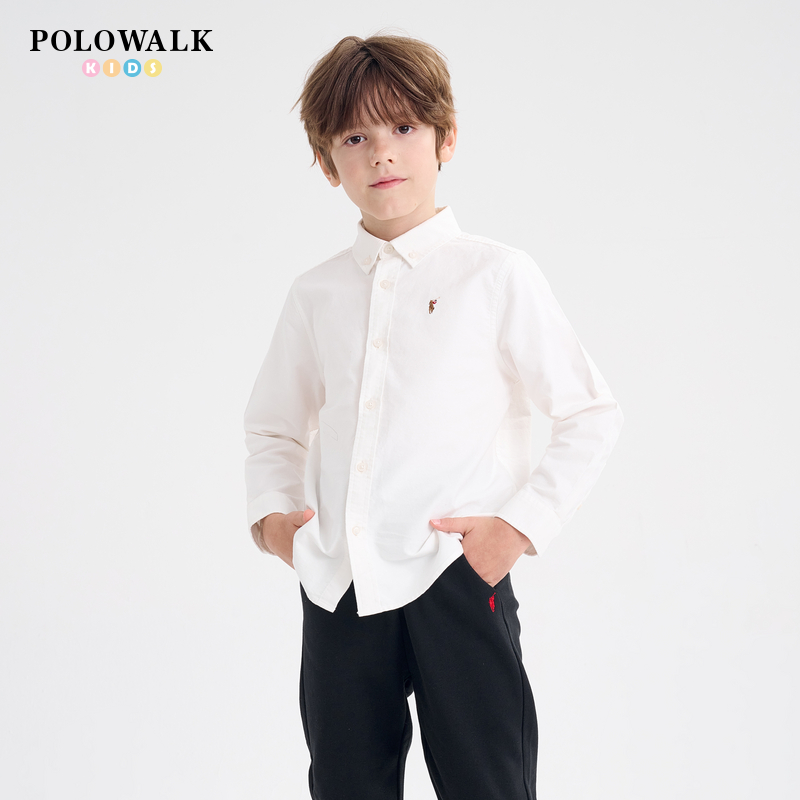 POLOWALK夏季新品男童牛津纺长袖衬衫AXEW532E0151【妈妈推荐】