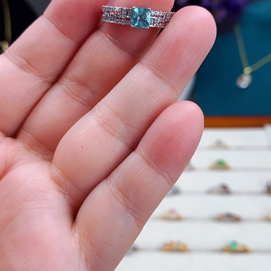 磷灰石戒指银S925镶嵌