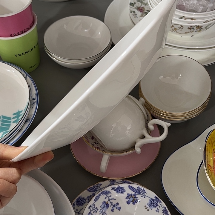 瓷片微瑕骨瓷10.5英寸斗笠盘一个