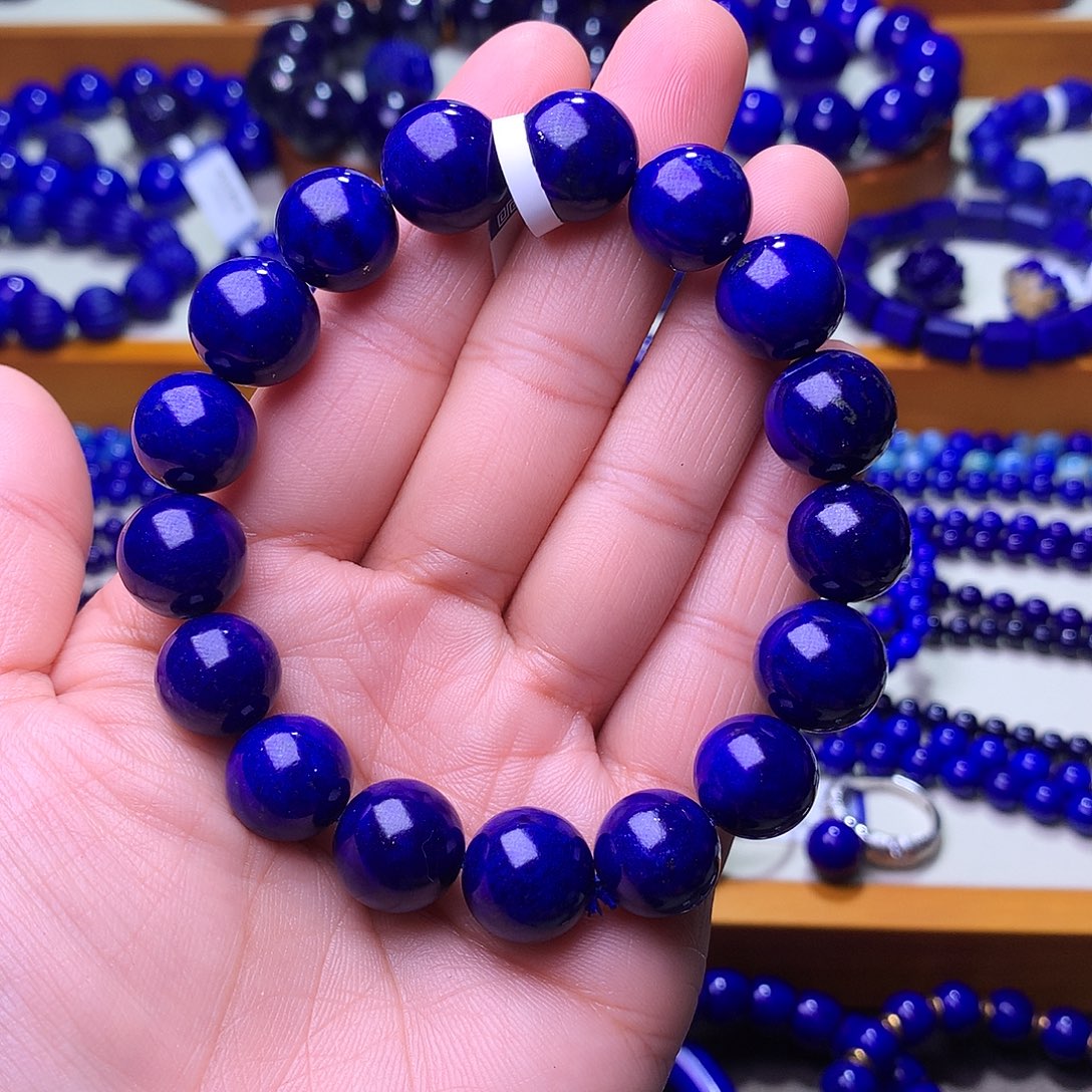 用***7青金石未镶嵌手串12.6m高品帝王蓝紫4697