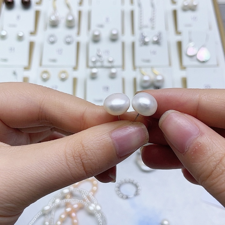 淡水珍珠耳饰银S925镶嵌文**公