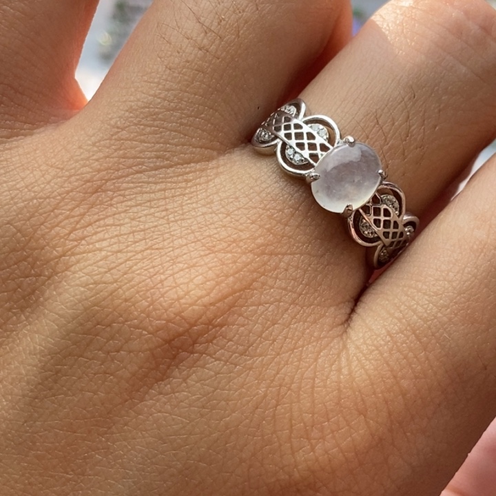 翡翠戒指银S925镶嵌戒指