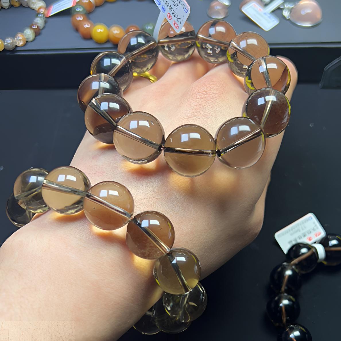 17-20m天然净体高品茶水晶手链大点位男女款时尚百搭多样性发其一