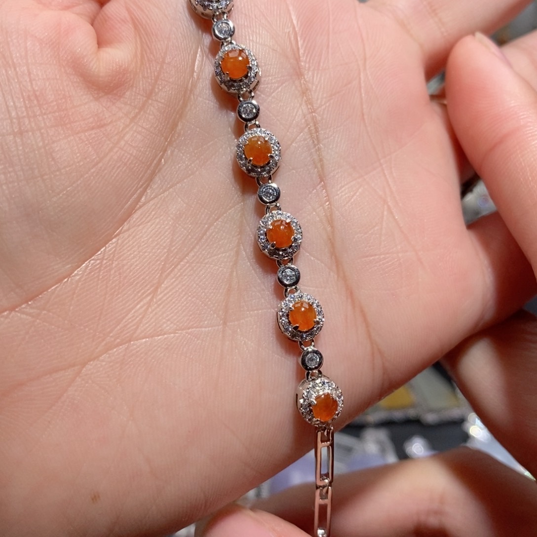 翡翠手链银S925镶嵌c c c