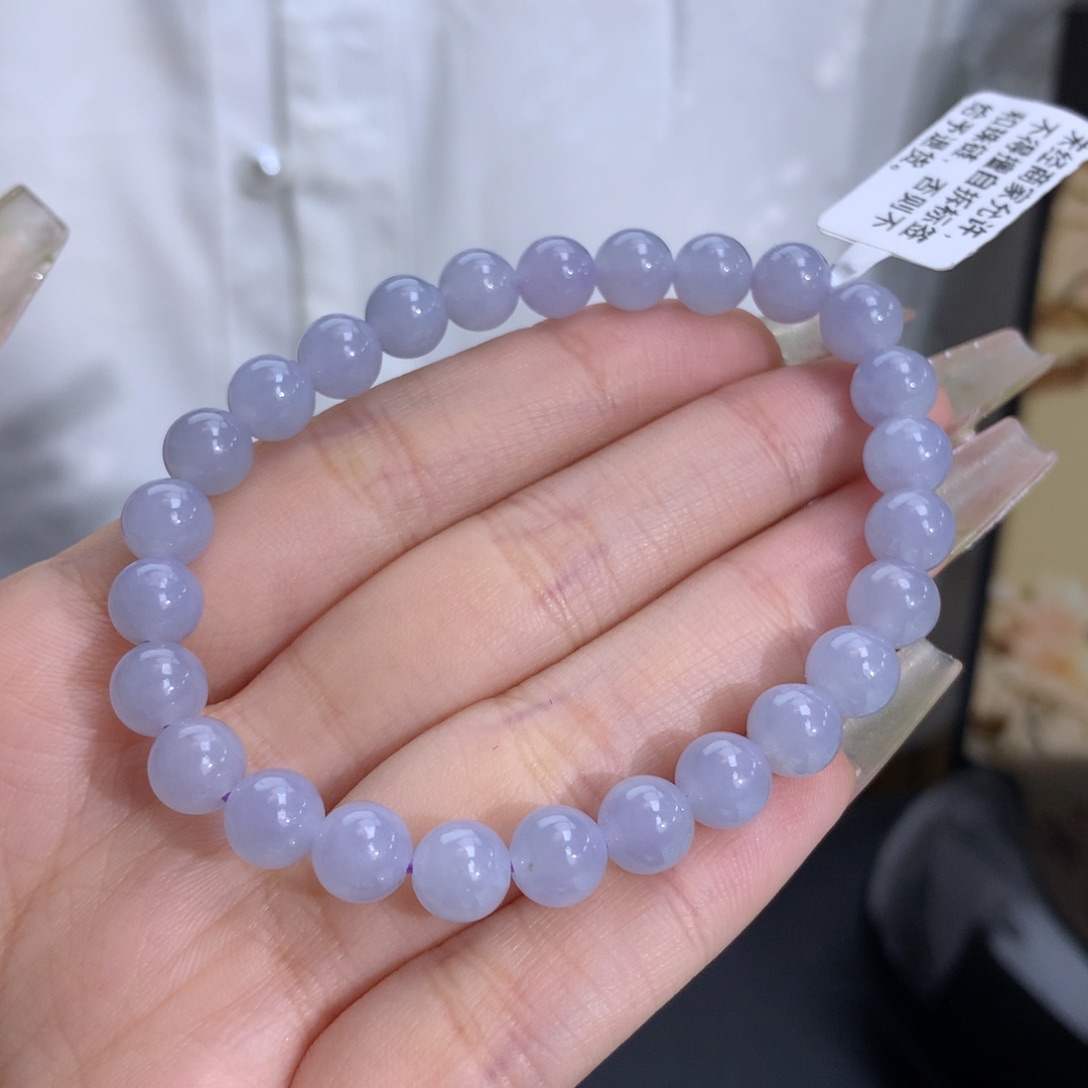 翡翠手链未镶嵌卡7.1冰润紫底
