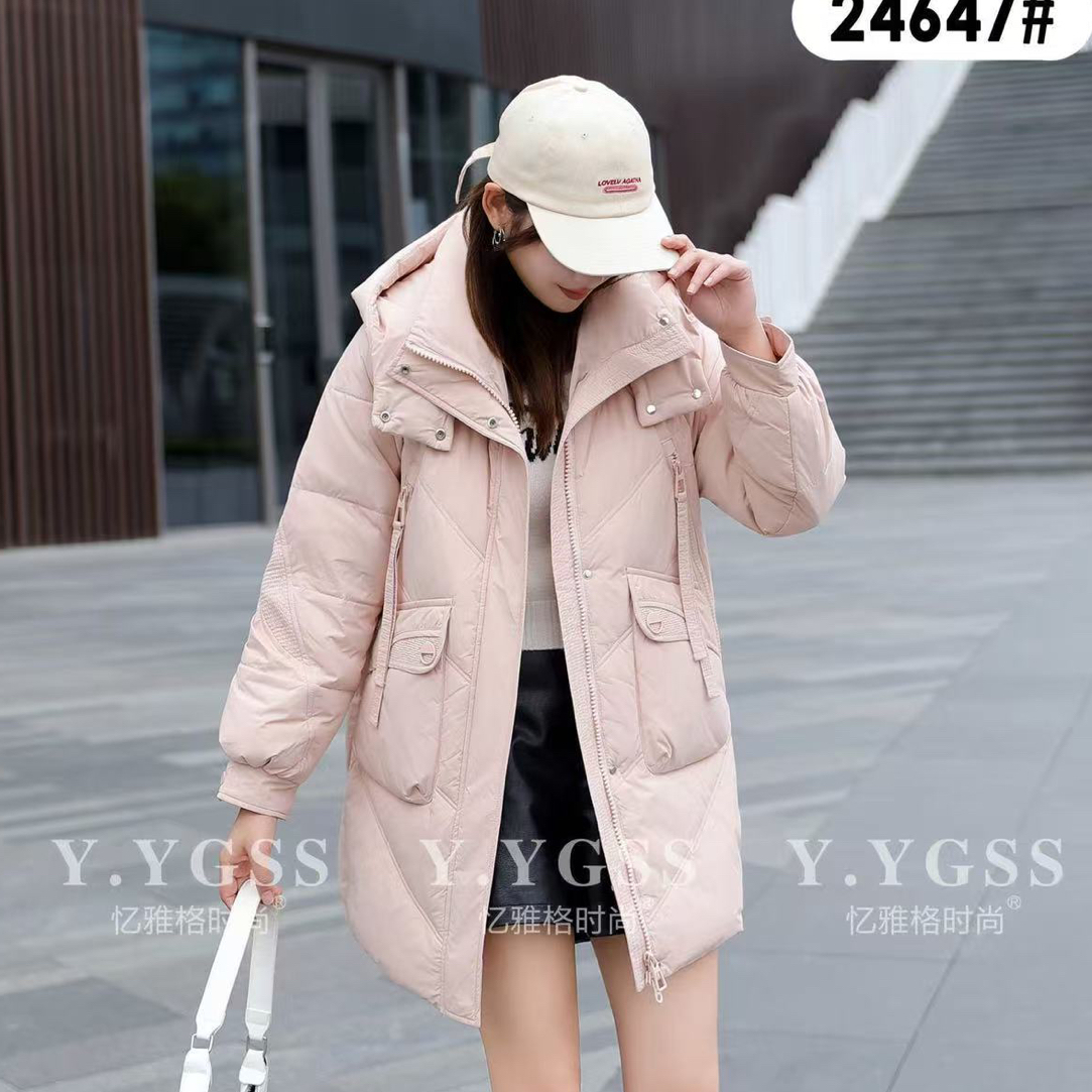 24647中长款连帽加厚保暖外套(衣长约83左右)