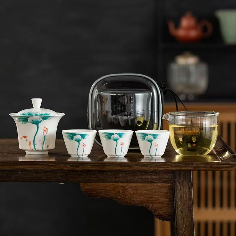 旅行茶具一壶三杯快客杯户外露营随身茶具包功夫茶具KK0259