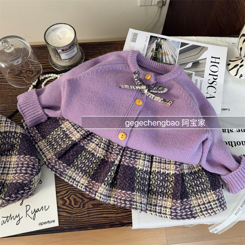 女童秋冬套装2025秋新款韩版童装女宝宝加厚两件套P677