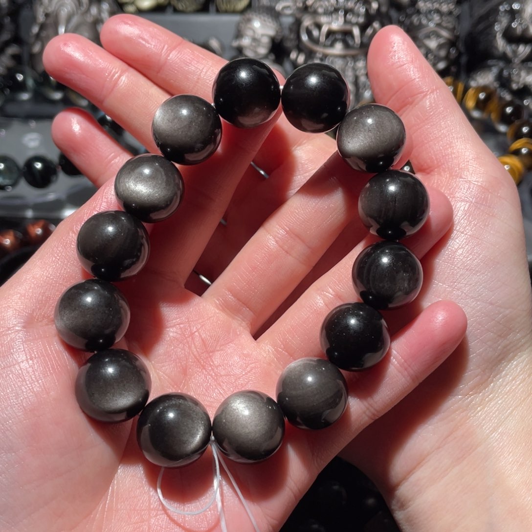 黑曜岩手串未镶嵌沐*风