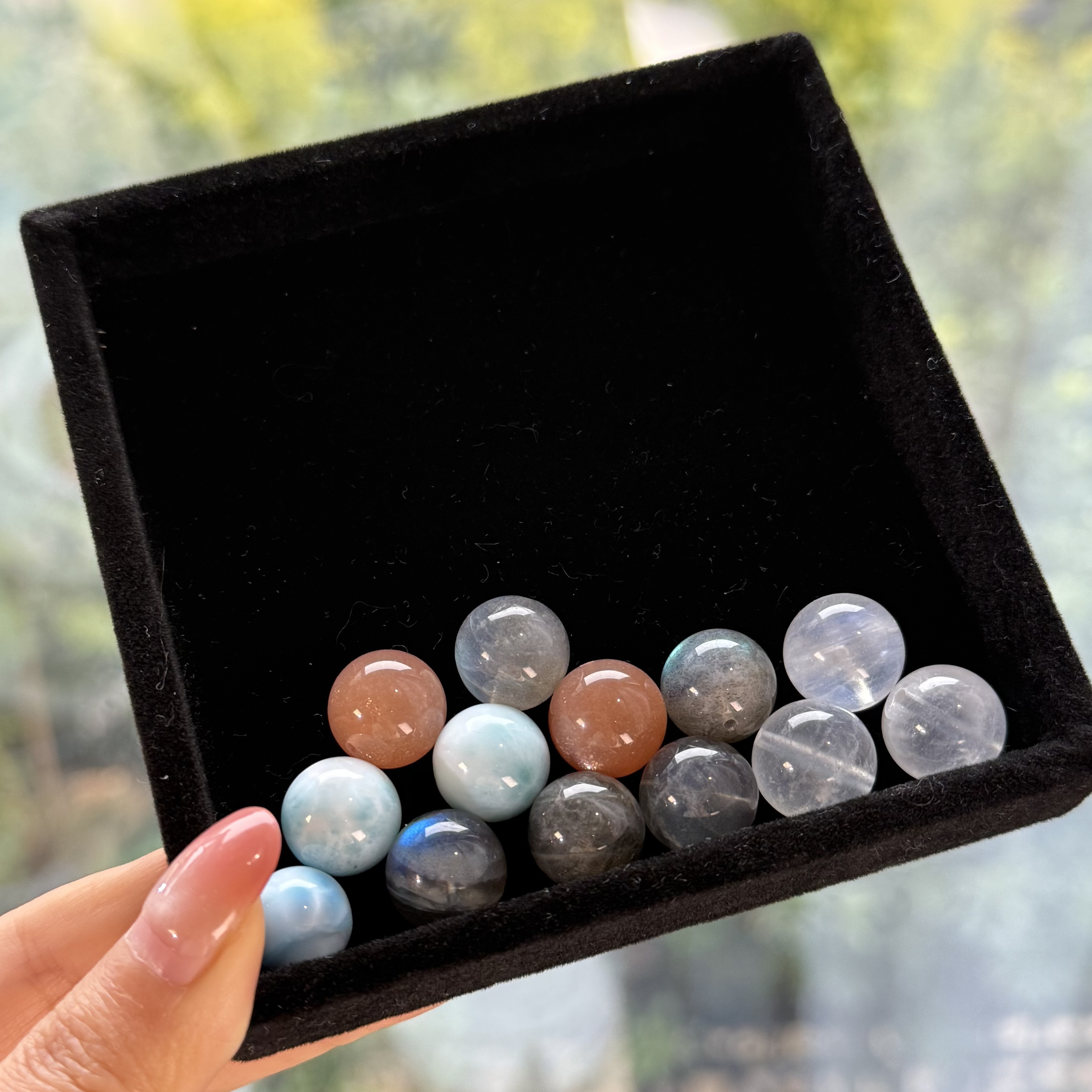 灰月光白月光橙月光海纹石水晶单珠diy（直播拍1号链接，乱拍不发）