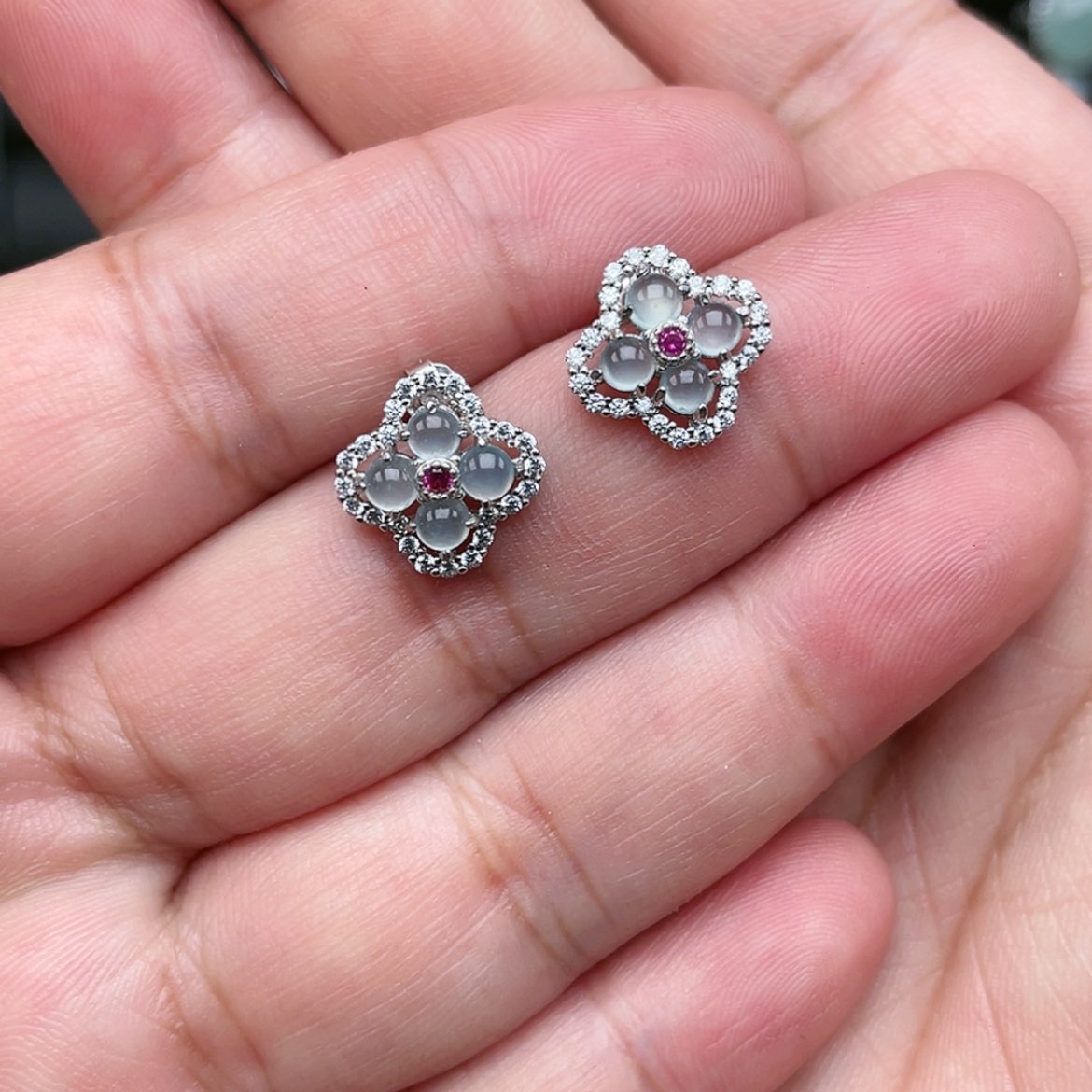 【闪购商品】翡翠银S925镶嵌耳饰Ooooooo 