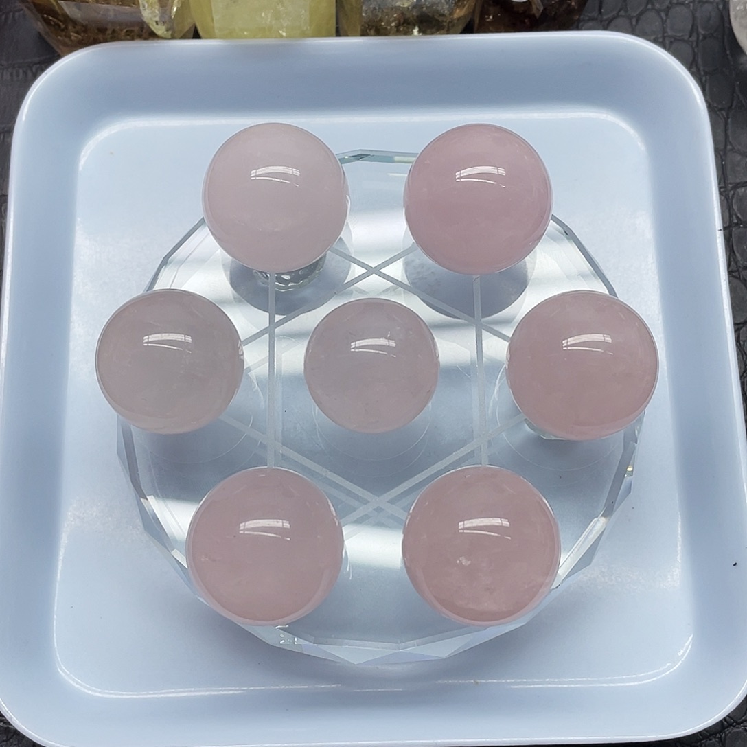 珠宝半成品未镶嵌水晶19粉晶七颗➕底座