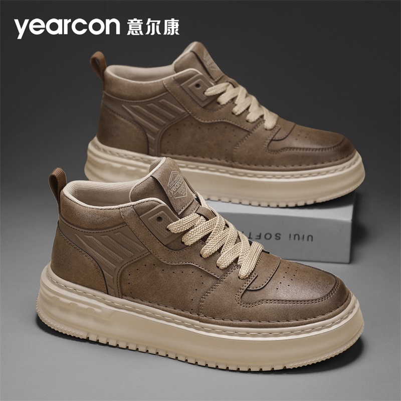 意尔康男鞋2025新款冬季马丁靴男士高帮皮鞋潮流百搭厚底工装靴男