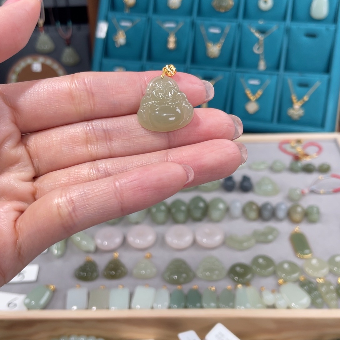 和田玉吊坠(赠链)银S925镶嵌杨