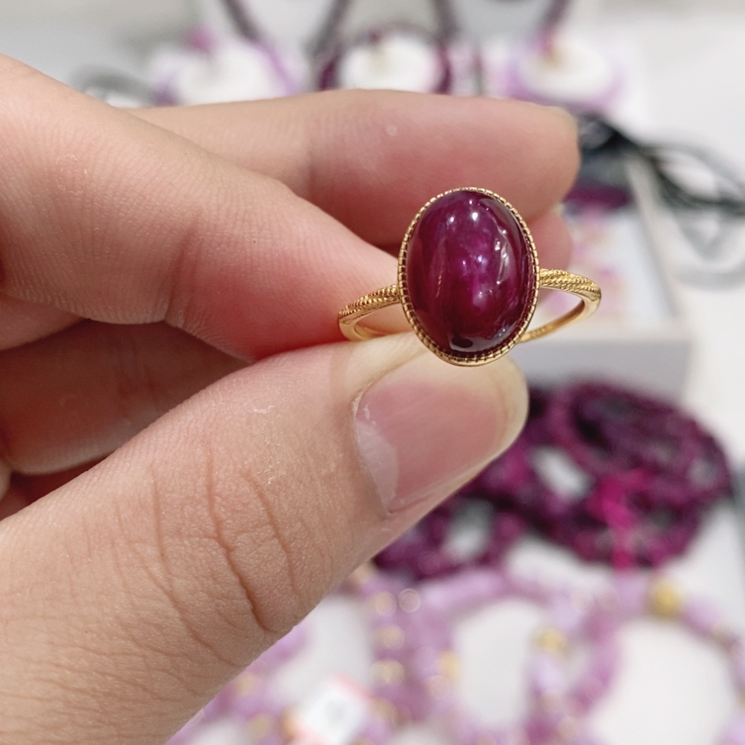 红宝石戒指银S925镶嵌