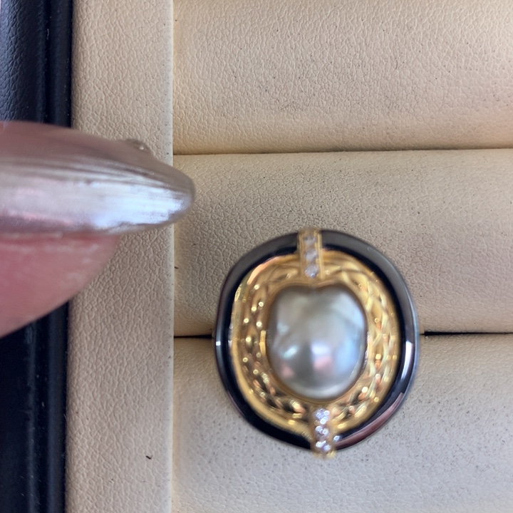 银S925镶嵌戒指海水珍珠