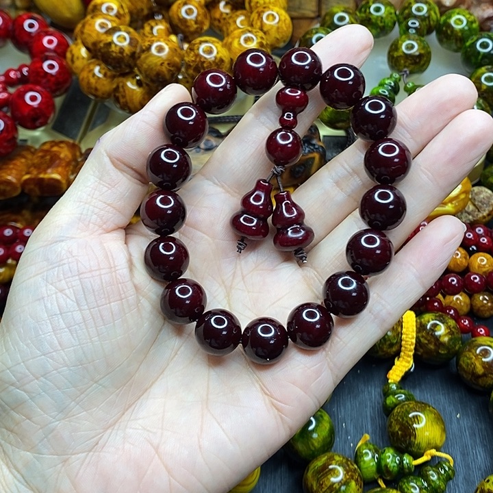 松木琥珀木文玩手串