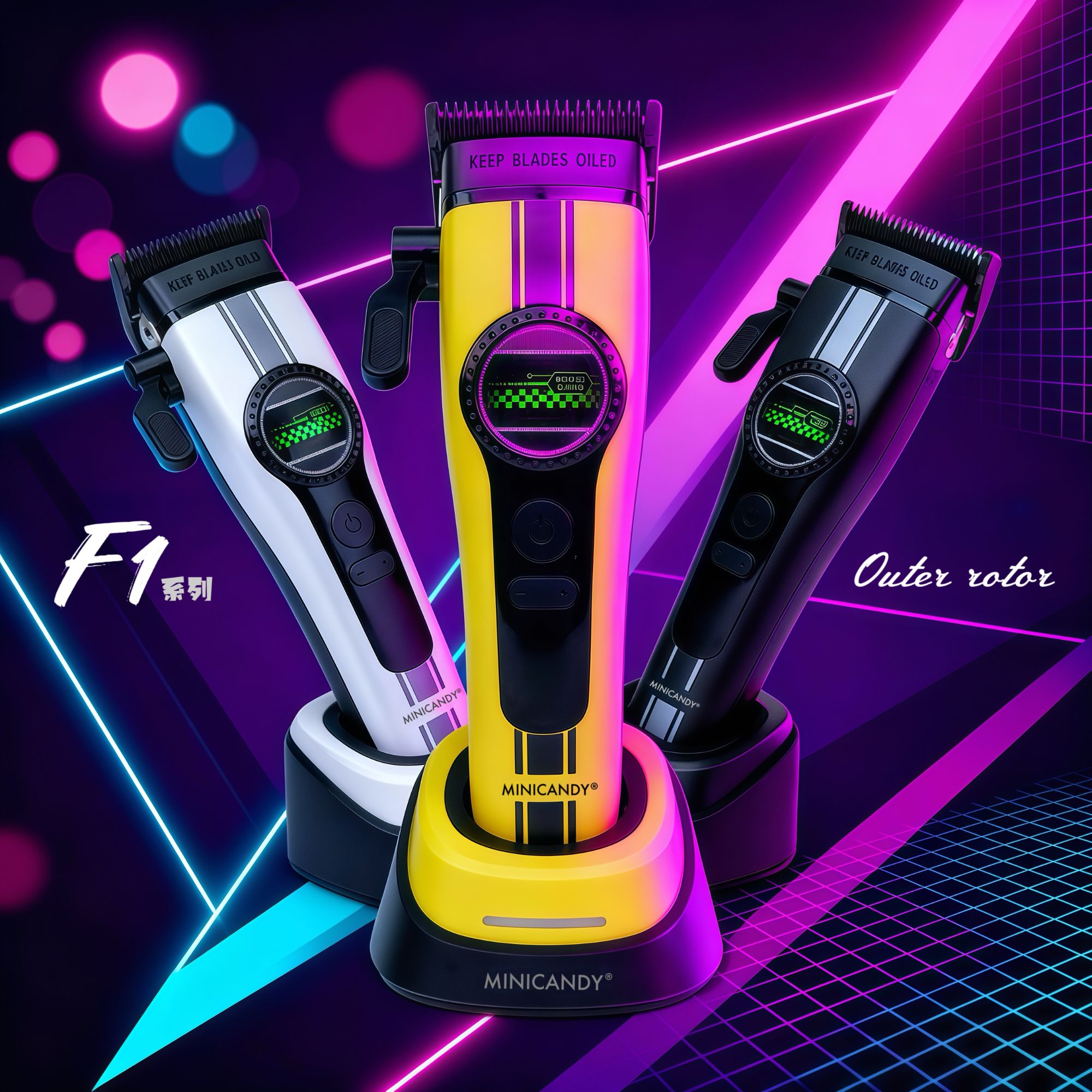 MINICANDY【F1系列】外转子无刷8000+转速 聚彩推剪 常规油头二合一