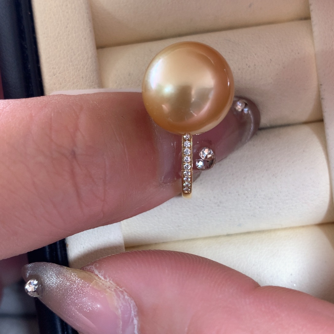 海水珍珠戒指18K金镶嵌