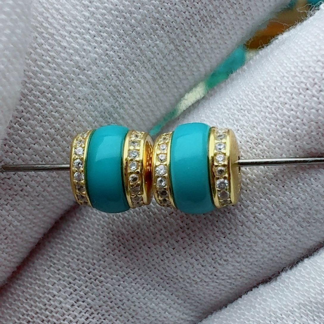 绿松石未镶嵌汉堡对珠7.1