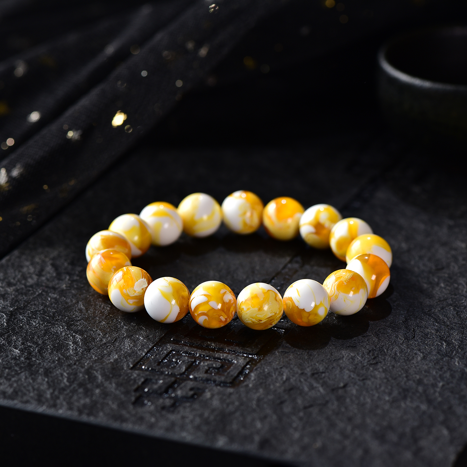 MS0610天然缅料溶洞拉丝密手串单圈12MM