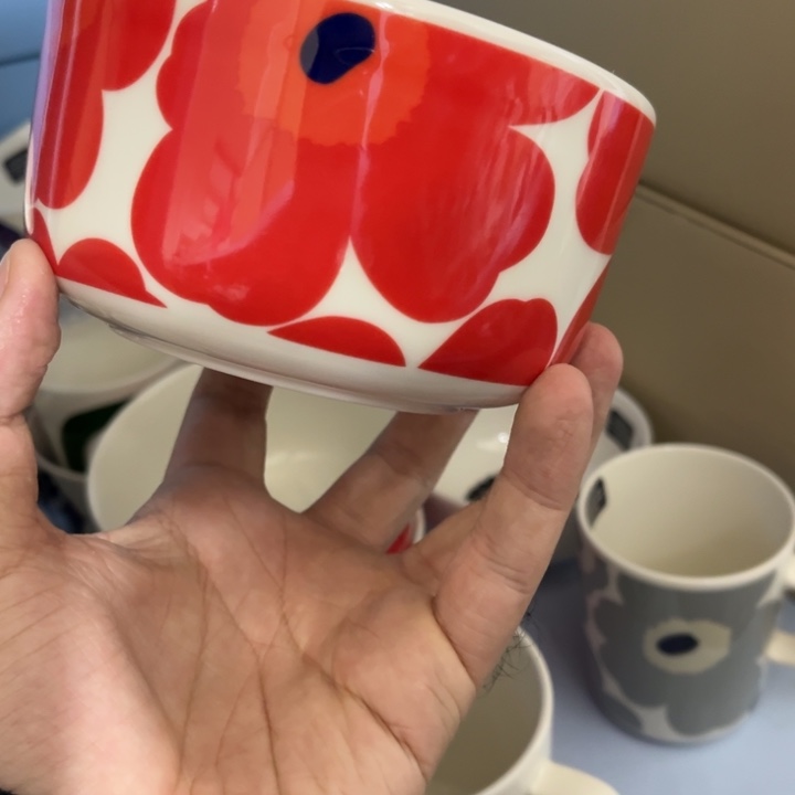 marimekko红花墨蓝500ml碗