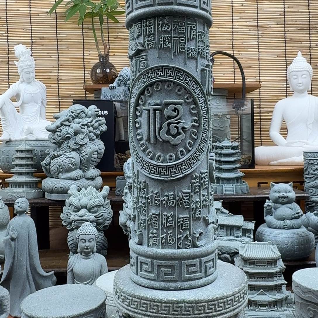 石头青砂石天福柱