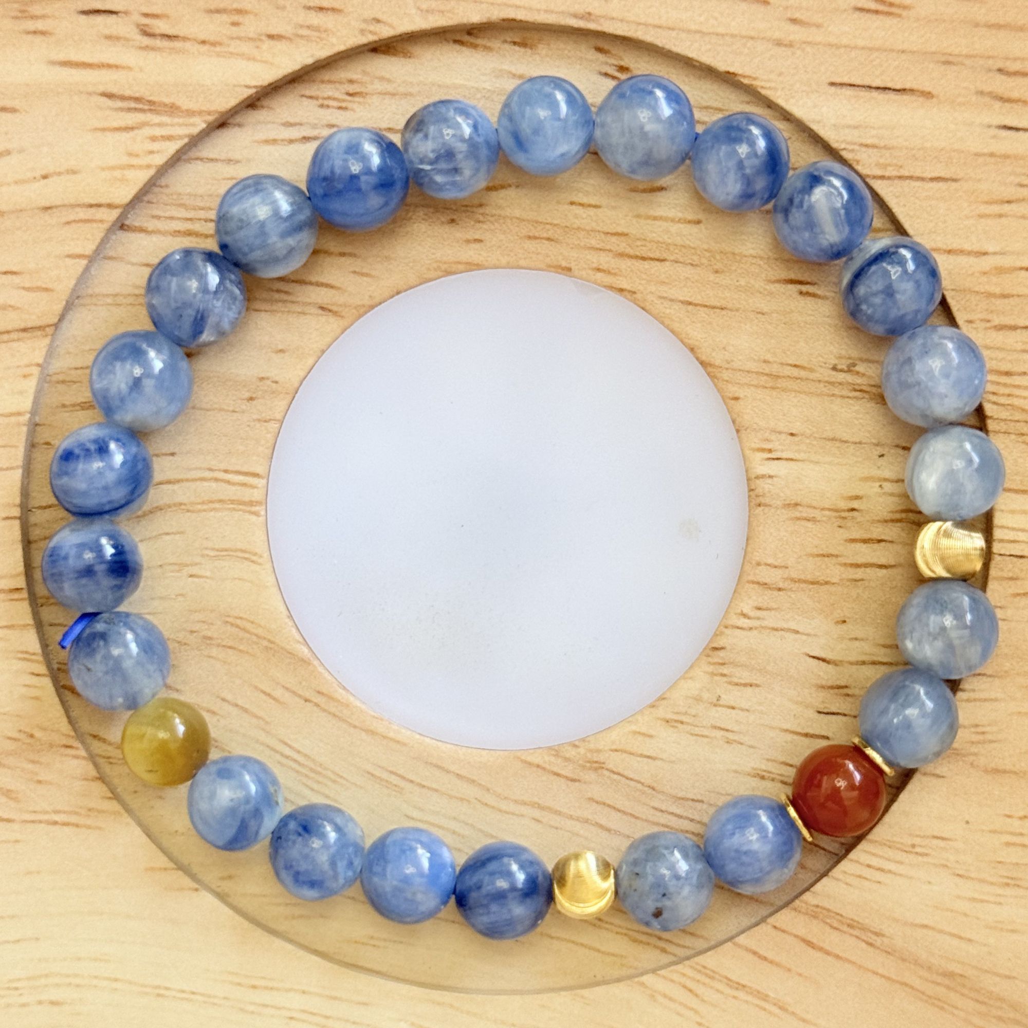 【观澜】新中式蓝晶石+金虎眼+南红锂辉来财珠手串