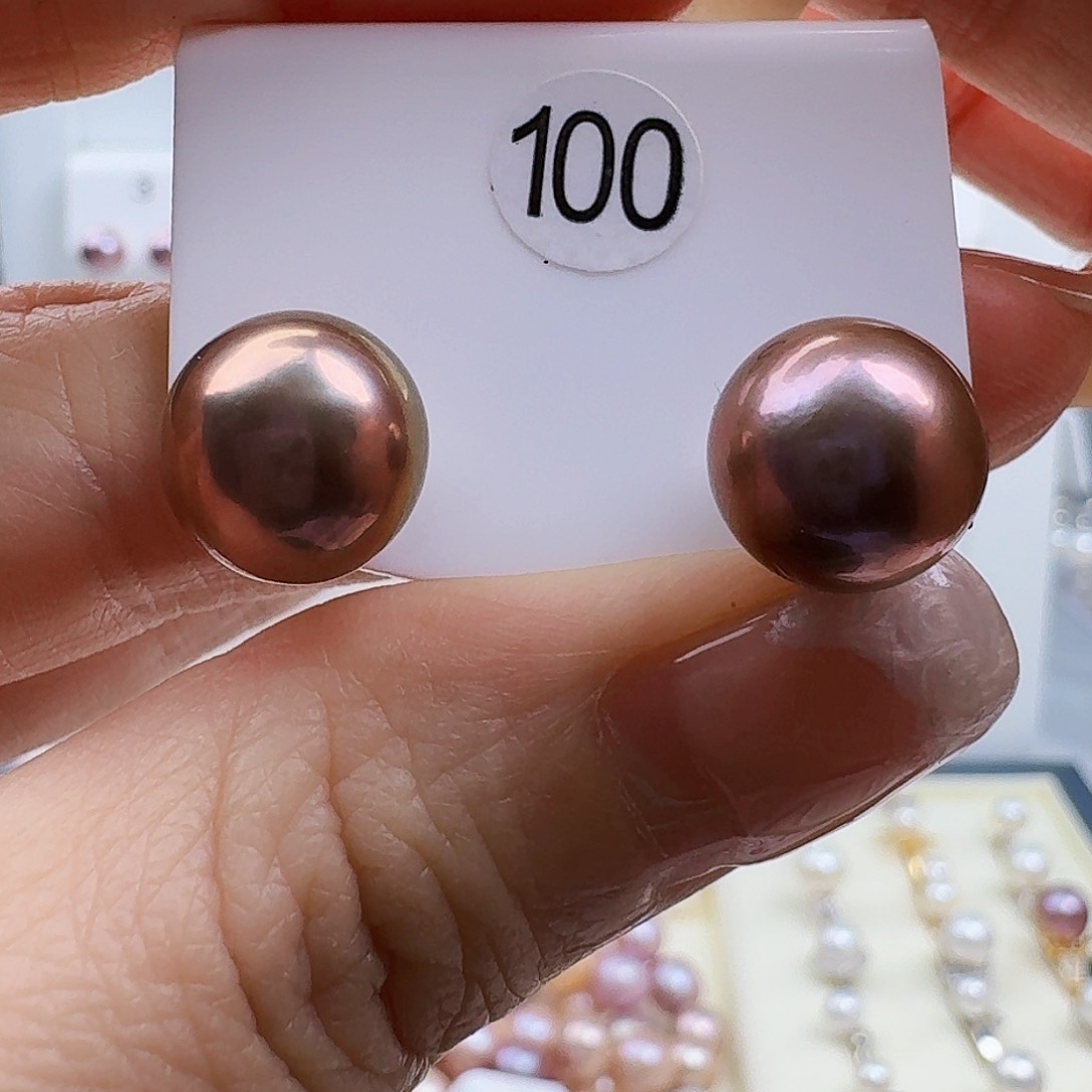 淡水珍珠耳饰银S925镶嵌